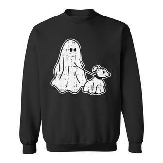 Ghost Holding Puppy Dog Halloween Costume Ghoul Dog Lover Sweatshirt - Seseable
