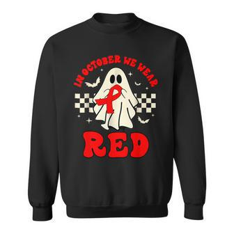 Ghost We Wear Red For Red Ribbon Week Awareness Sweatshirt | Mazezy