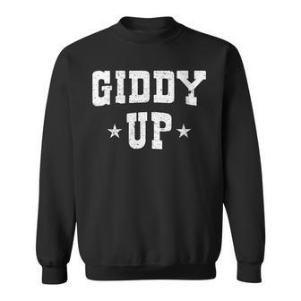 Giddy Up Cowboy Cowgirl White Vintage Retro Rodeo Gift Idea Gift For Womens Sweatshirt | Mazezy