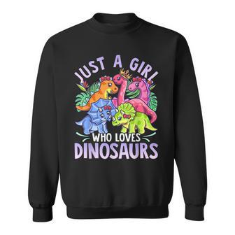 Girl Dinosaurs Pink Girl Loves Dinosaurs Sweatshirt - Seseable