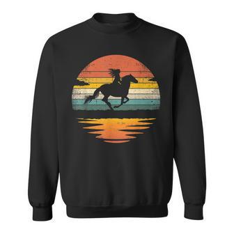 Girl Horse Riding Vintage Cowgirl Retro Sunset Horse Sweatshirt | Mazezy