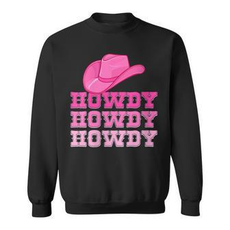 Girls Pink Howdy  Cowgirl Western Country Rodeo Gift For Womens Sweatshirt