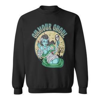 Glamour Ghoul | Girls Halloween Monster Vintage Makeup Girl Halloween Funny Gifts Sweatshirt | Mazezy