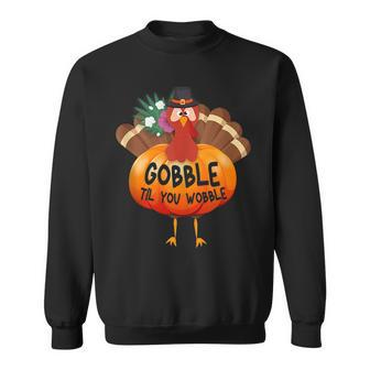 Gobble Til You Wobble Thanksgiving Hawaiian Pumpkin Turkey Sweatshirt | Mazezy