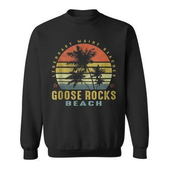 Goose Rocks Beach Retro Palm Sunset - Beach Lover Design Sweatshirt | Mazezy
