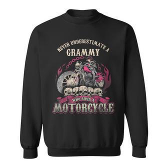 Grammy Biker Chick Gift Never Underestimate Motorcycle Sweatshirt - Seseable