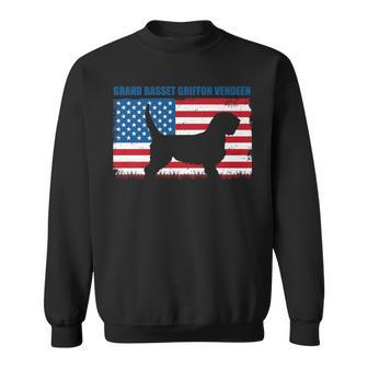 Grand Basset Griffon Vendeen American Flag Patriotic Sweatshirt | Mazezy