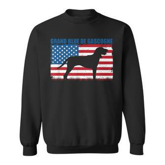 Grand Bleu De Gascogne Shadow In American Flag Patriotic Sweatshirt | Mazezy