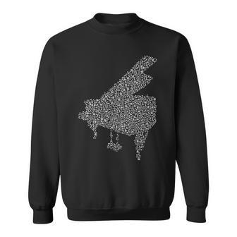 Grand Piano Silhouette Made From Music Notes Piano Funny Gifts Sweatshirt | Mazezy