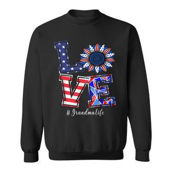 Grandma Life 4Th Of July Love Sunflower American Flag Sweatshirt - Monsterry UK