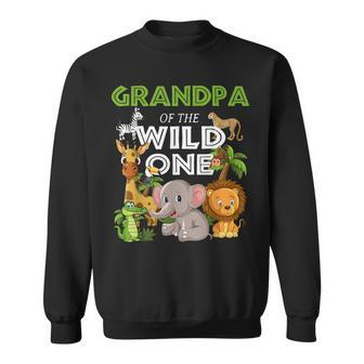 Grandpa Of The Wild One Zoo Birthday Safari Jungle Animal Grandpa Funny Gifts Sweatshirt | Mazezy