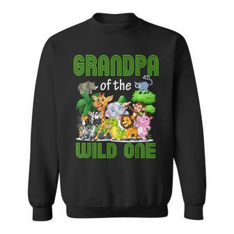 Grandpa Of The Wild One Zoo Birthday Safari Jungle Animals Sweatshirt | Mazezy