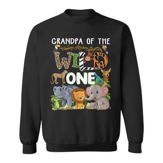 Grandpa Of The Wild One Zoo Theme Birthday Safari Jungle Sweatshirt | Mazezy