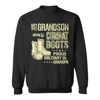 My Grandson Wears Combat Boots Proud Military Grandpa Sweatshirt | Mazezy