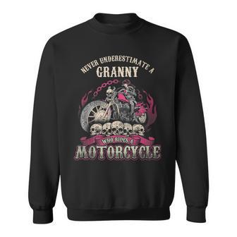 Granny Biker Chick Never Underestimate Motorcycle Sweatshirt - Thegiftio UK