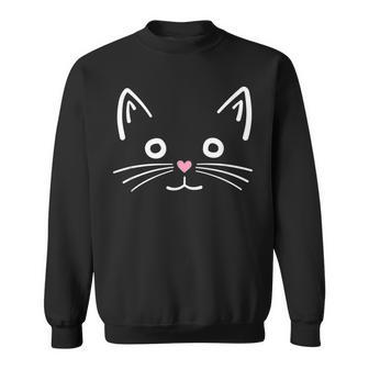 Gray Cat Cute Heart Nose Face Sweatshirt | Mazezy
