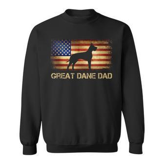 Great Dane Dad Vintage American Flag Patriotic Dog Lover Sweatshirt | Mazezy