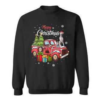 Great Dane Riding Red Truck Merry Christmas X-Mas Sweatshirt | Mazezy
