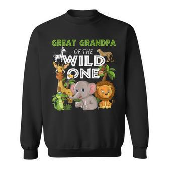 Great Grandpa Of The Wild One Zoo Birthday Safari Jungle Sweatshirt | Mazezy