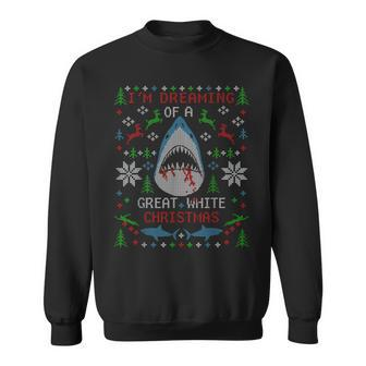 Great White Shark Ugly Christmas Sweater Party Sweatshirt - Monsterry