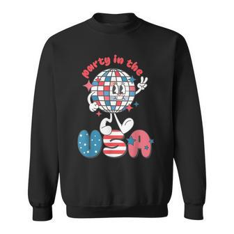 Groovy Disco Funny Party In The Us July 4Th Usa Patriotic Sweatshirt - Seseable