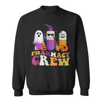 Groovy Funny Pills Pharmacy Crew Pharmacist Halloween Vibes Halloween Funny Gifts Sweatshirt | Mazezy