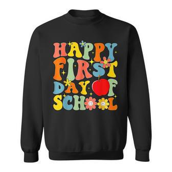 Groovy Happy First Day Of School Back To School Teachers Sweatshirt - Seseable