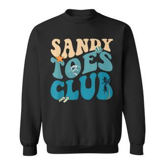 Groovy Sandy Toes Club Beach Summer Vibes Trip Kids Toddler Sweatshirt | Mazezy
