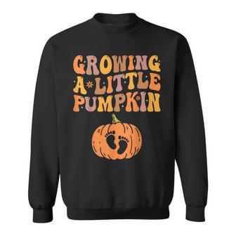 Growing A Little Pumpkin Pregnancy Announcement Halloween Sweatshirt - Monsterry AU
