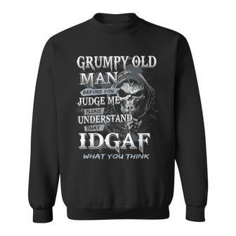 Grumpy Old Man Before You Judge Me Skull Biker Halloween Sweatshirt | Mazezy AU