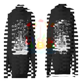 Guitar Santa Hat Elf Christmas Tree Musician Sweater Ugly Sweatshirt - Thegiftio