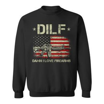 Gun American Flag Dilf - Damn I Love Firearms Sweatshirt | Mazezy