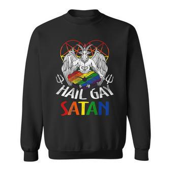 Hail Gay-Satan Lgbt Goth Gay Pride Baphomet Celebrate Lgbt Sweatshirt | Mazezy