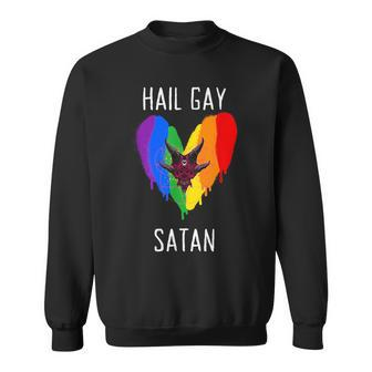 Hail Gay Satan Lgbt Goth Gay Pride Baphomet Pentagram Sweatshirt | Mazezy