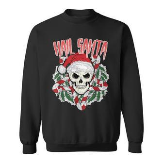 Hail Santa Ugly Christmas Skull Pentagram Sweatshirt | Mazezy