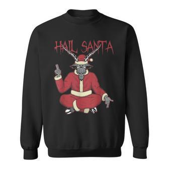 Hail Santa Ugly Christmas Sweater Rock Metal Satan Pentagram Sweatshirt - Monsterry AU