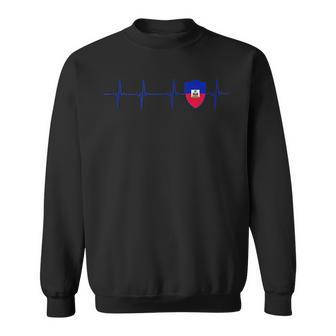 Haiti Heart Haitian Heartbeat Ekg Pulse Haiti Pride Sweatshirt | Mazezy