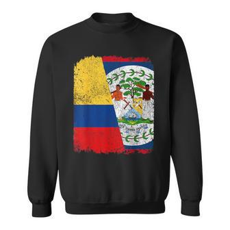 Half Colombian Half Belizean Flag Heritage Pride Roots Sweatshirt | Mazezy
