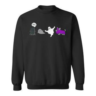 Halloween Asexual Pride Lgbtq Ace Ghost Scary Lgbt Dog Pup Sweatshirt | Mazezy