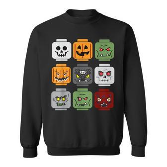 Halloween Building Brick Head Pumpkin Ghost Zombie Friends Sweatshirt