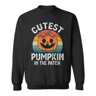 Halloween Cutest Pumpkin In The Patch For Girls Thanksgiving Pumpkin Funny Gifts Sweatshirt | Mazezy