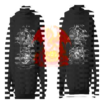 Halloween Dragon Guardian Of The Pumpkin Autumn Silhouette Sweatshirt - Monsterry