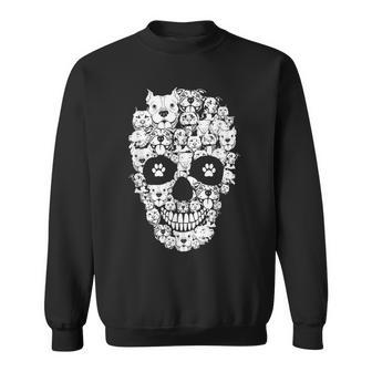 Halloween Pitbull Dog Skull Pittie Skeleton Silhouette Halloween Sweatshirt | Mazezy