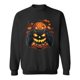 Halloween Gaming Jack O Lantern Pumpkin Face Controller Sweatshirt | Mazezy