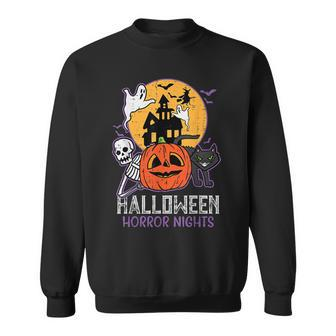 Halloween Horror Nights Retro Movie Poster Spooky Skeleton Halloween Horror Nights Sweatshirt | Mazezy