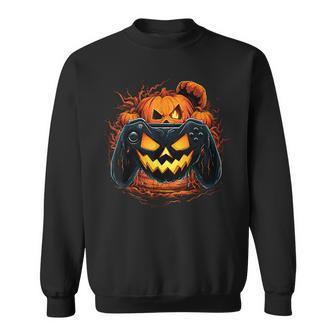 Halloween Jack O Lantern Pumpkin Face Gamer Gaming Sweatshirt | Mazezy CA