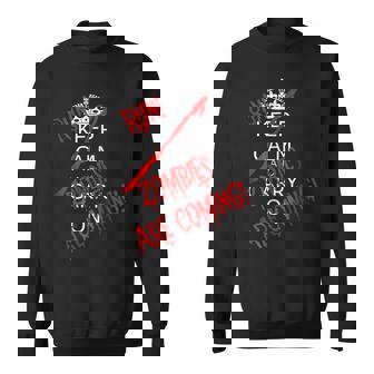 Halloween Keep Calm Carry On Run Zombies Are Coming Halloween Sweatshirt | Mazezy