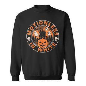 Halloween Pumpkin Scary Funny Motionlesses In White Sweatshirt - Monsterry