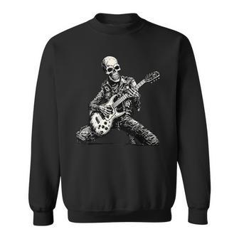 Halloween Skeleton Playing Guitar Rock And Roll Skull Sweatshirt - Seseable