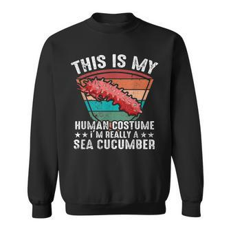 Halloween This Is My Human Costume Im Really A Sea Cucumber Cucumber Funny Gifts Sweatshirt | Mazezy